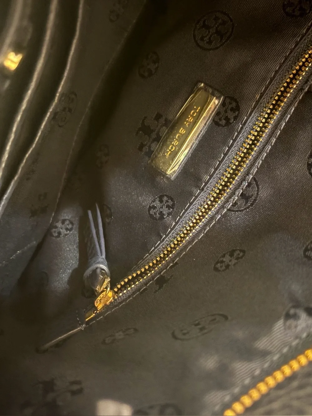 Tory Burch Navy Pebbled Leather Shoulder Hobo with Tassel